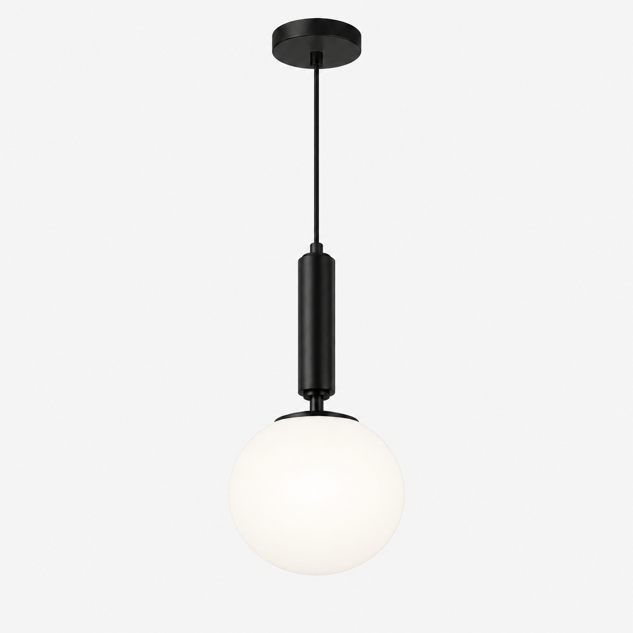 Wout - Luminaire suspendu avec globe satiné - Noir